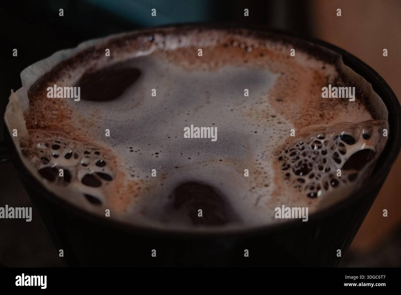 Close-up of Coffee Brewing Process Stock Photo