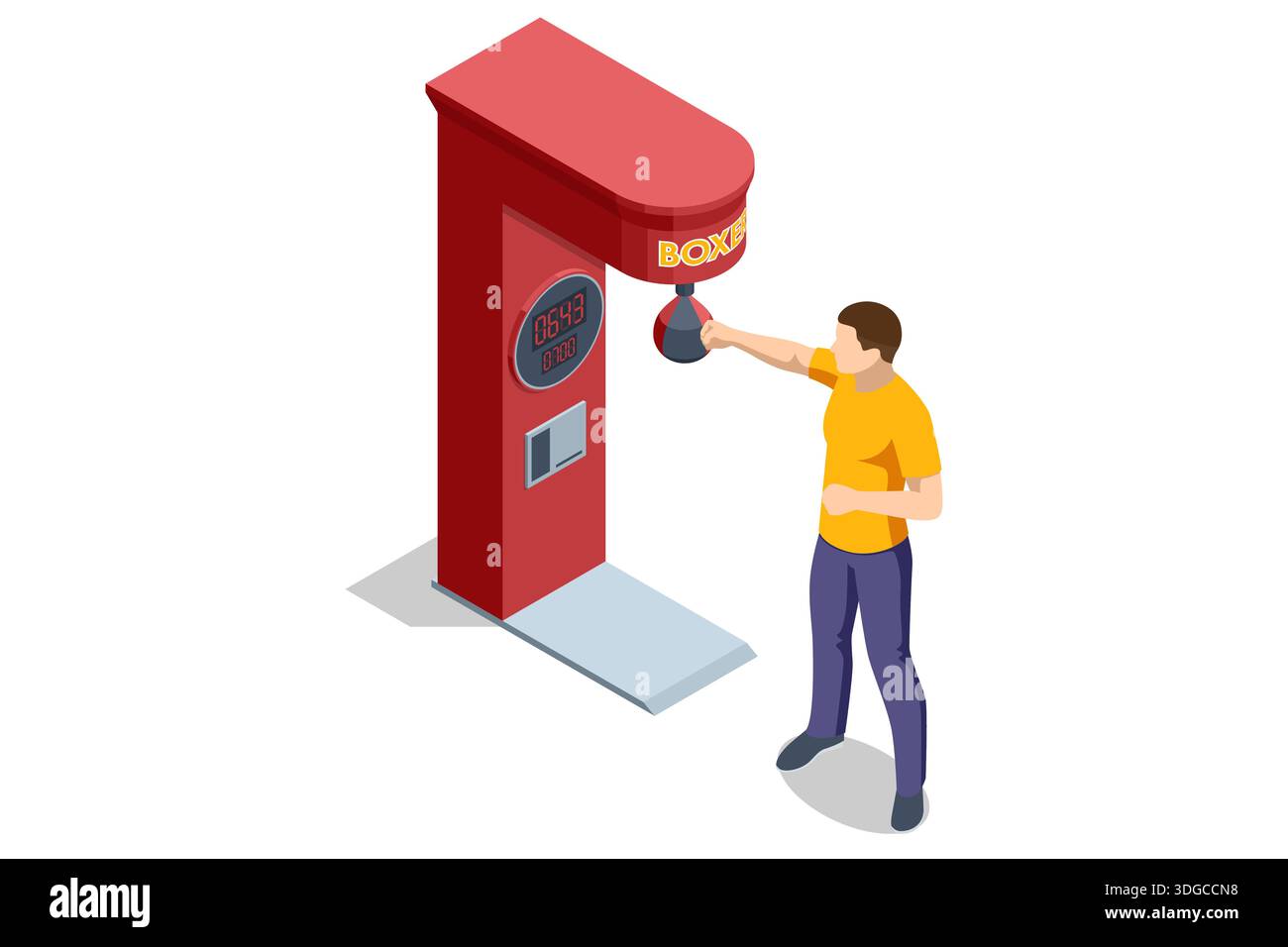 Boxing punching machine. Isometric boxing punching machine with digital ...