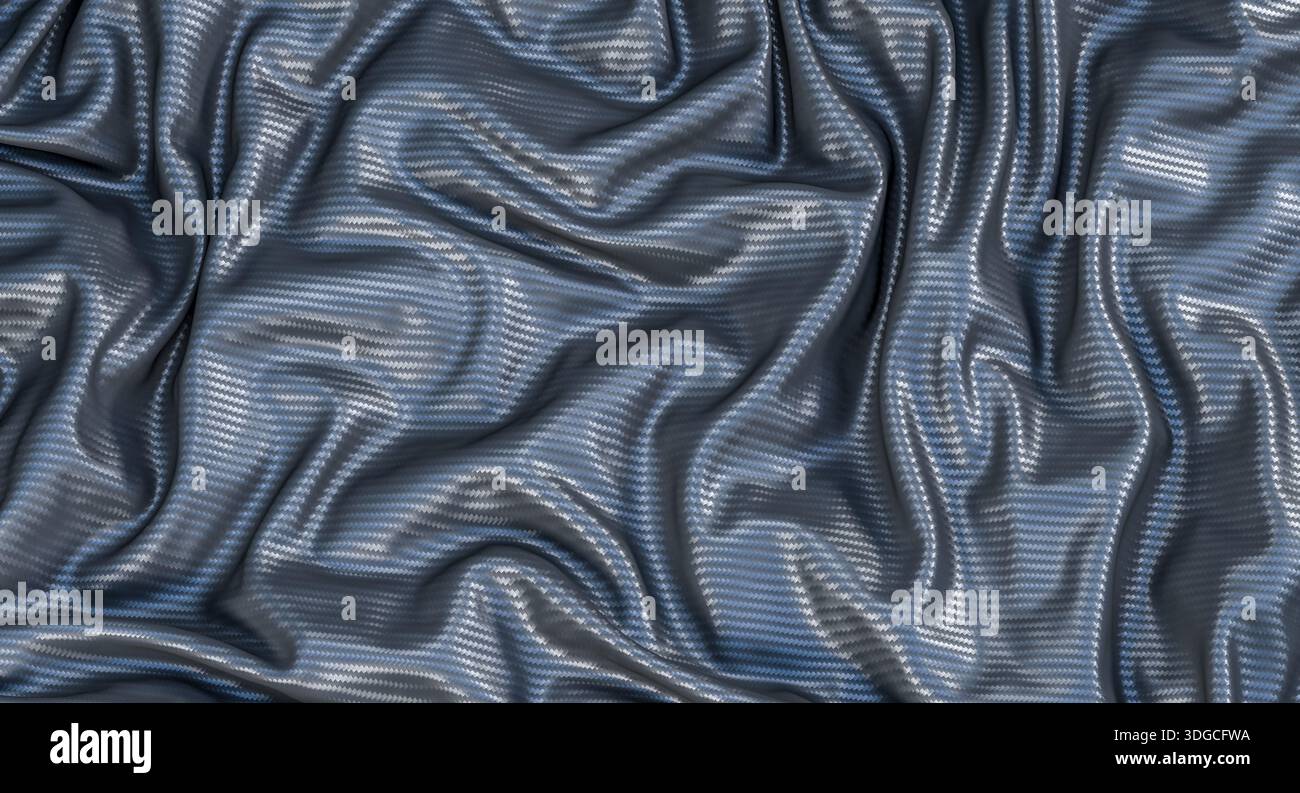 Draped carbon fiber fabric texture background 3d Stock Photo