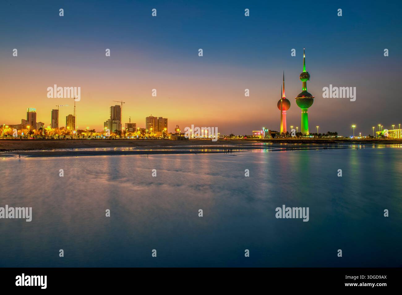 View of the Kuwait skyline - with the best known landmark of Kuwait ...