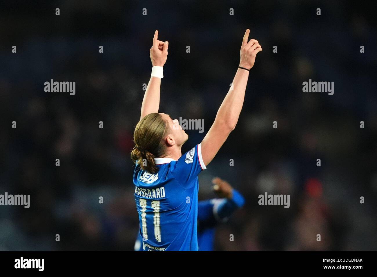 Rangers' Thelo Aasgaard celebrates scoring their side's fifth goal of ...