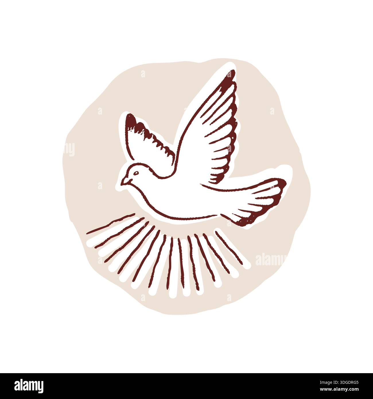 Holy spirit dove icon with light rays for holy week. Hand drawn black ...