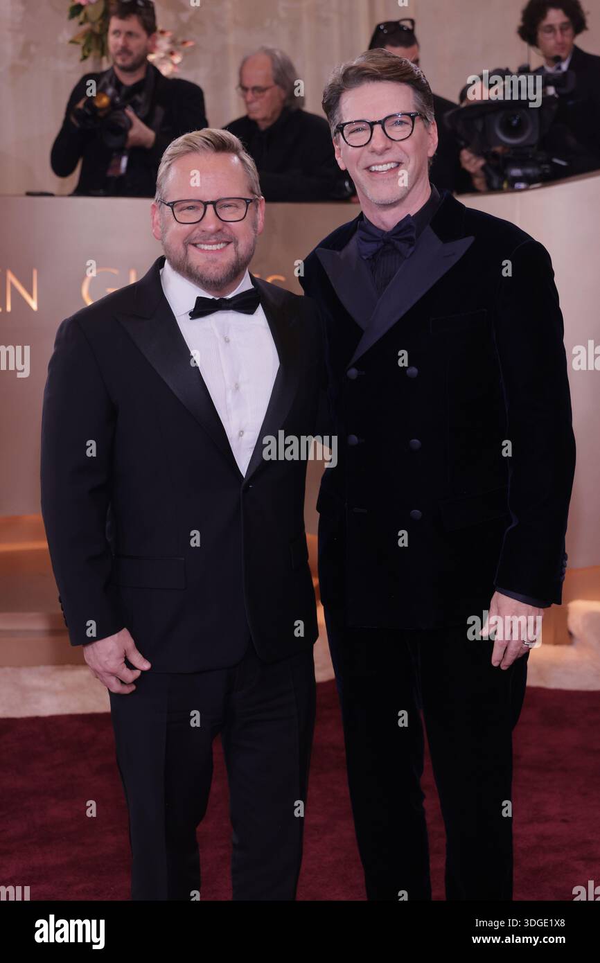 Scott Icenogle and Sean Hayes attend the 83rd annual Golden Globe ...