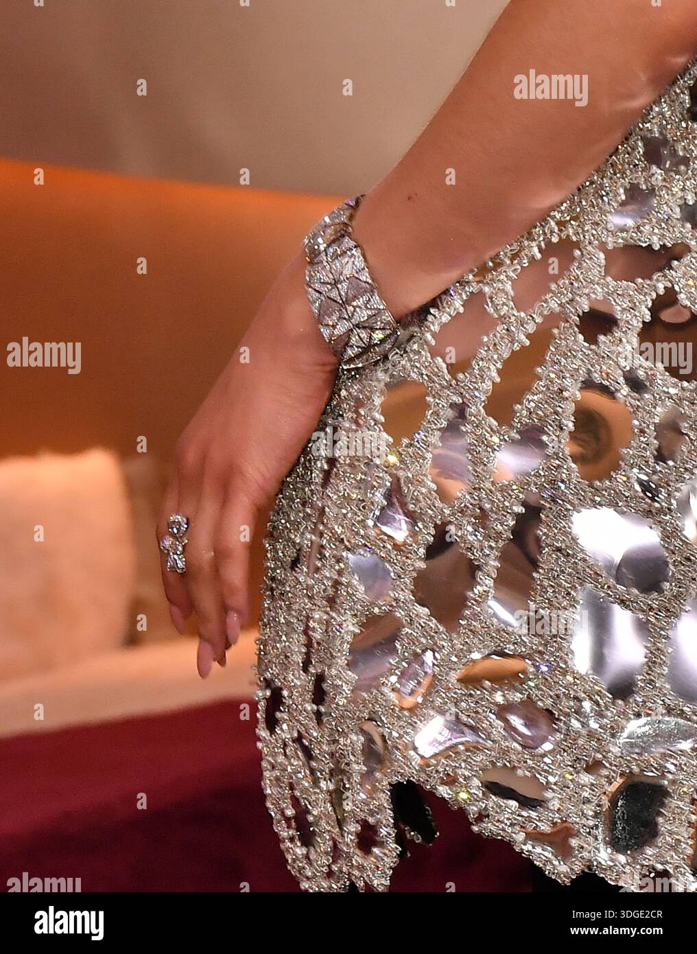 Chase Infiniti, dress and jewelry detail attends the 83rd annual Golden  Globe Awards at The Beverly Hilton on January 11, 2026 in Beverly Hills,  Calif Stock Photo - Alamy