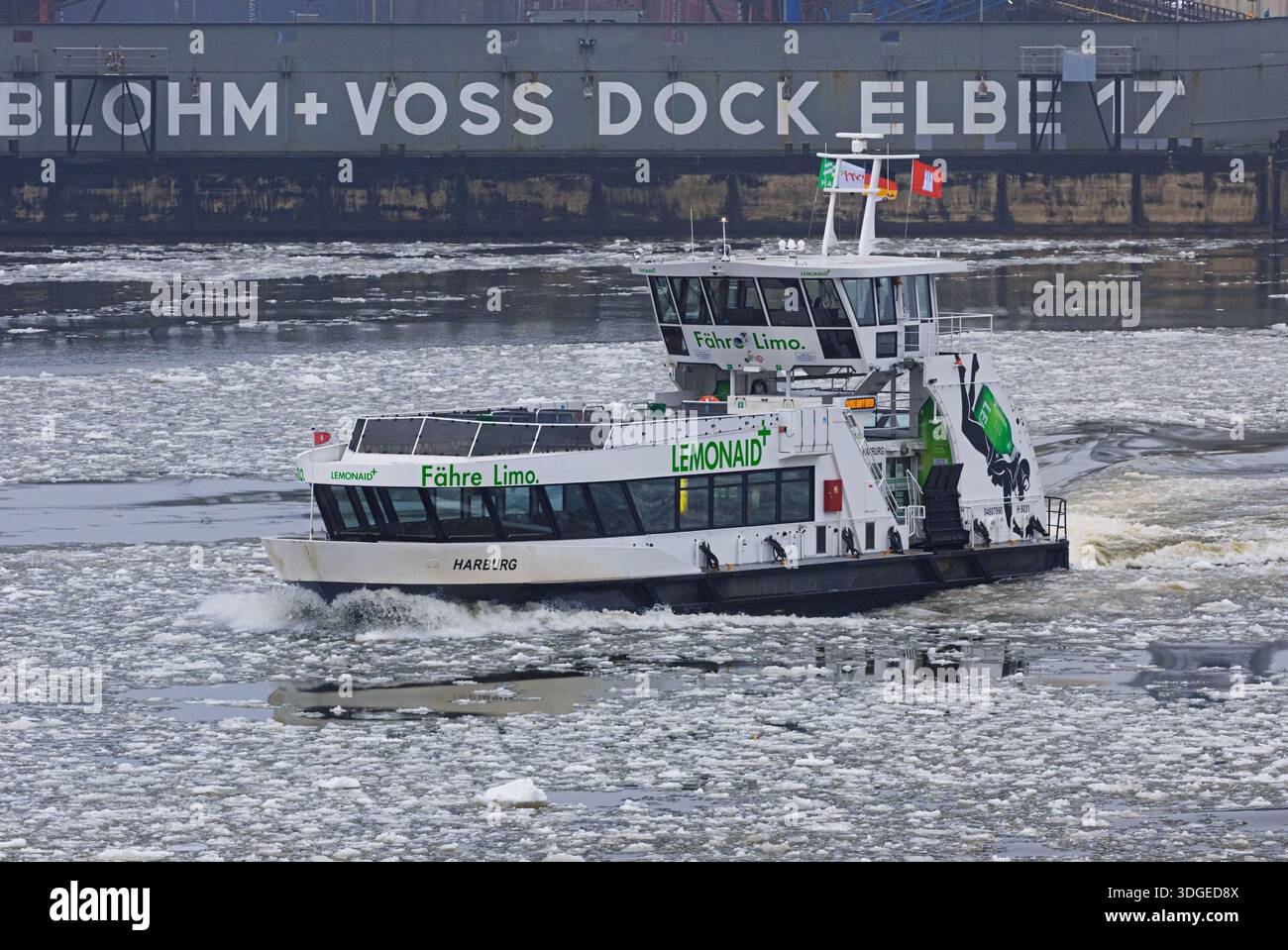 15 January 2026 Hamburg A Harbor Ferry Sails On The Elbe In Winter