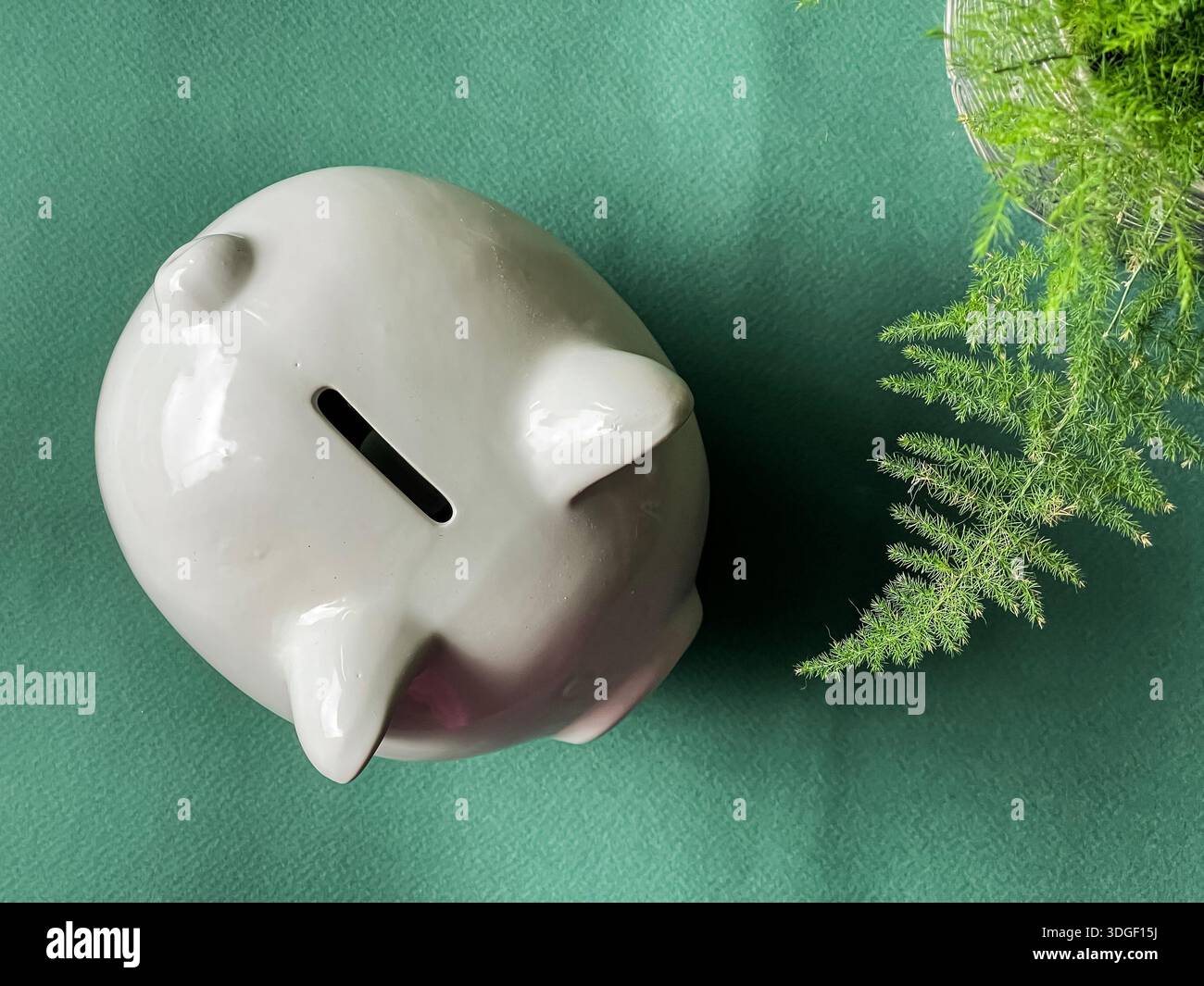 White piggy bank with coins , concept of saving, investment and financial planning. - Smartphone Captured Stock Image