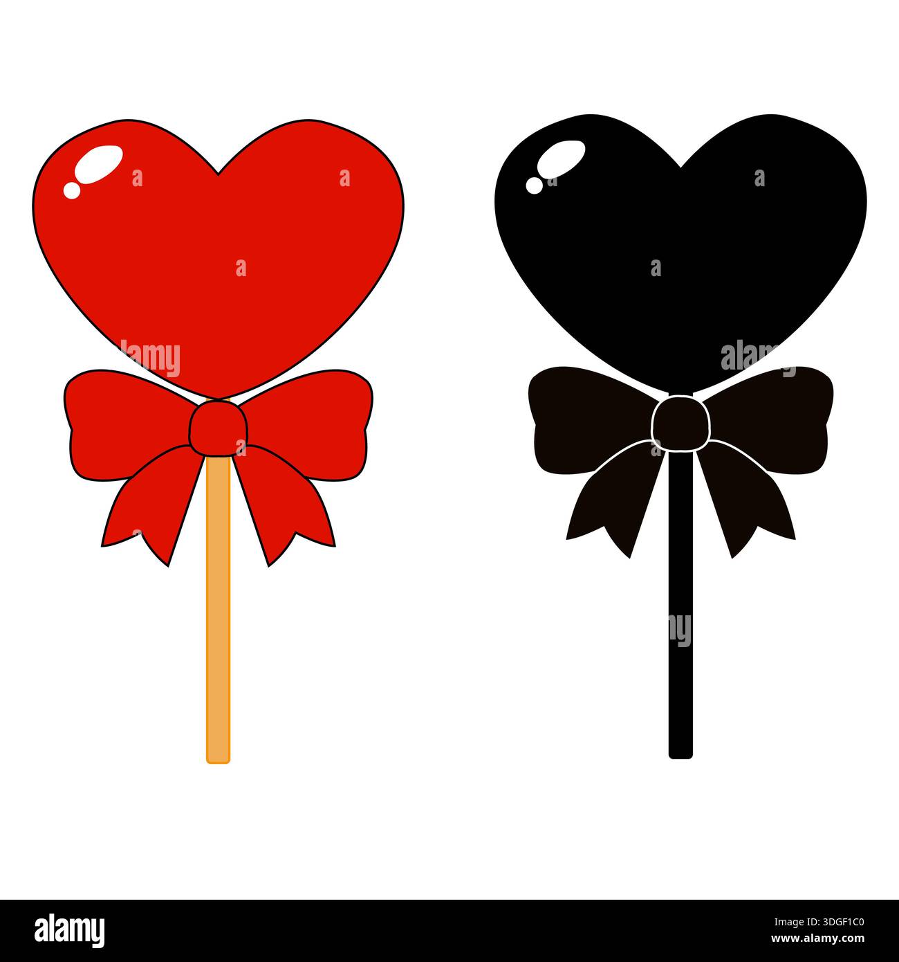Candy heart icon. Lollipop tied with a ribbon sign. Valentine sweets ...