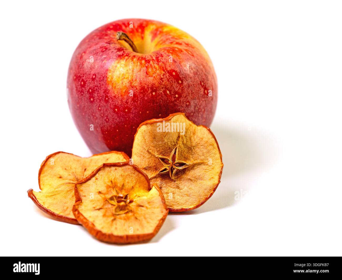 Dried apple rings against a white background Stock Photo