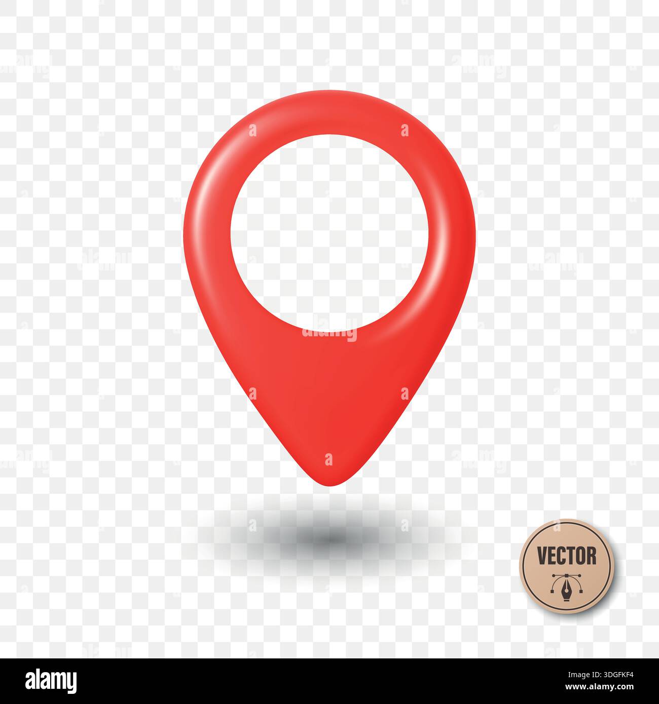 Vector 3d Realistic Red Map Pin Icon. Location Marker with Hole. Map ...