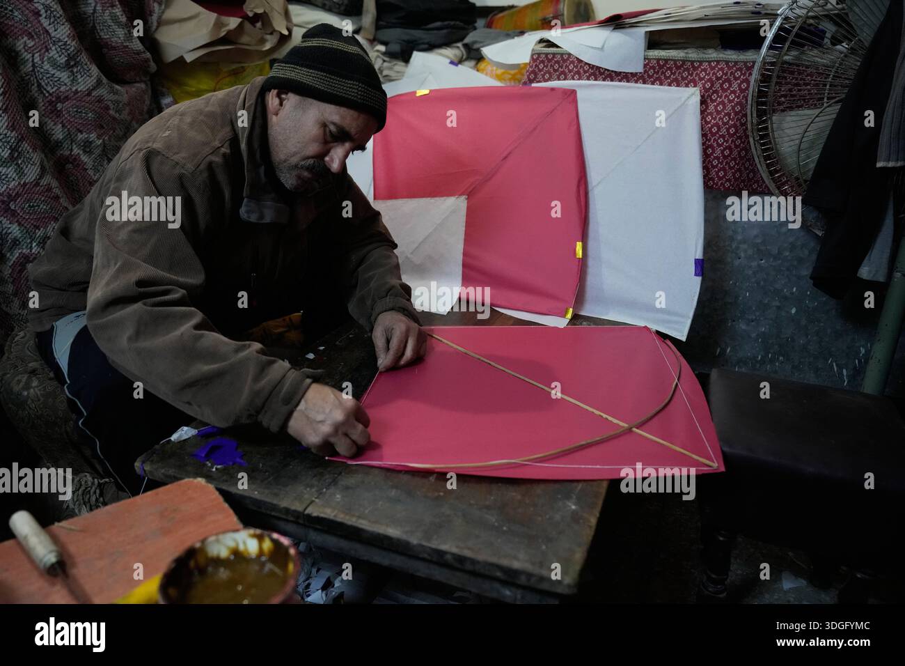 Nadeem Khan Prepares Kites For The Upcoming Kite Flying Festival Basant Nadeem Khan Prepares Kites For The Upcoming Kite Flying Festival Basant In Lahore Pakistan Saturday Jan 17 2026 Ap Photokm Chaudary 3DGFYMC