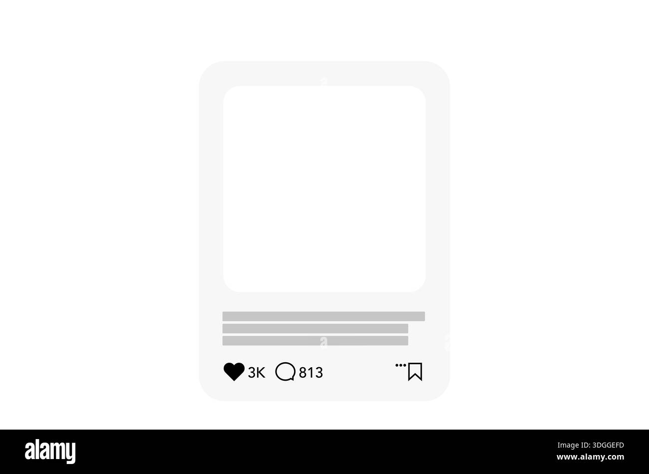 Social media post template for blogger. Empty frame with icons on white ...