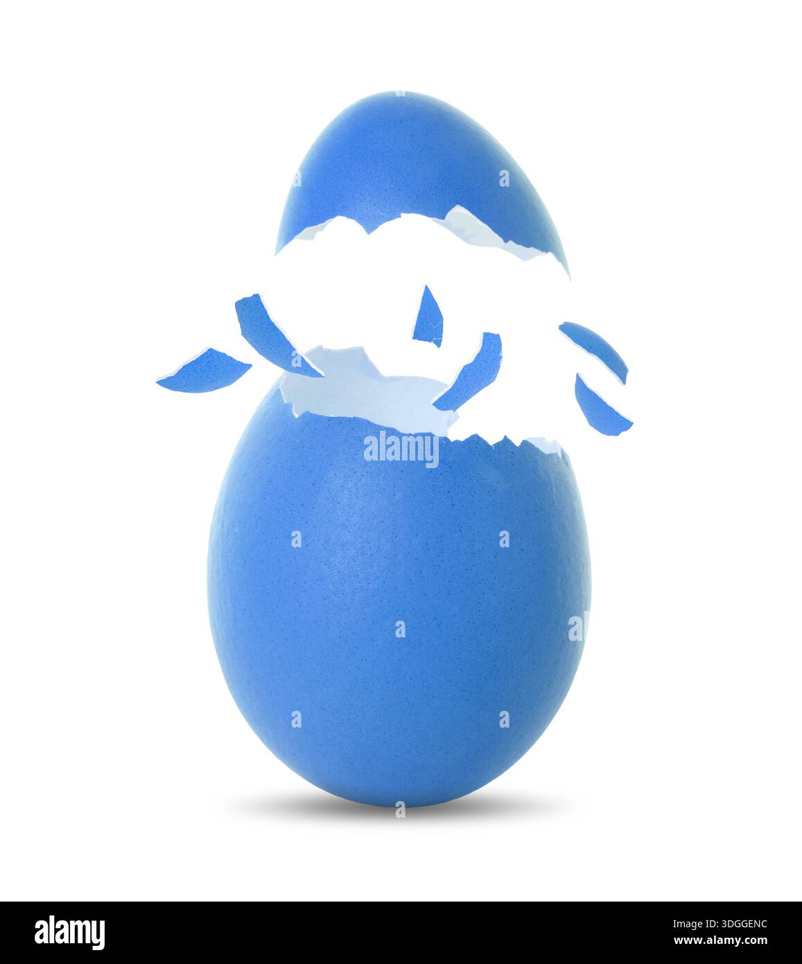 Cracked dyed Easter egg on white background Stock Photo