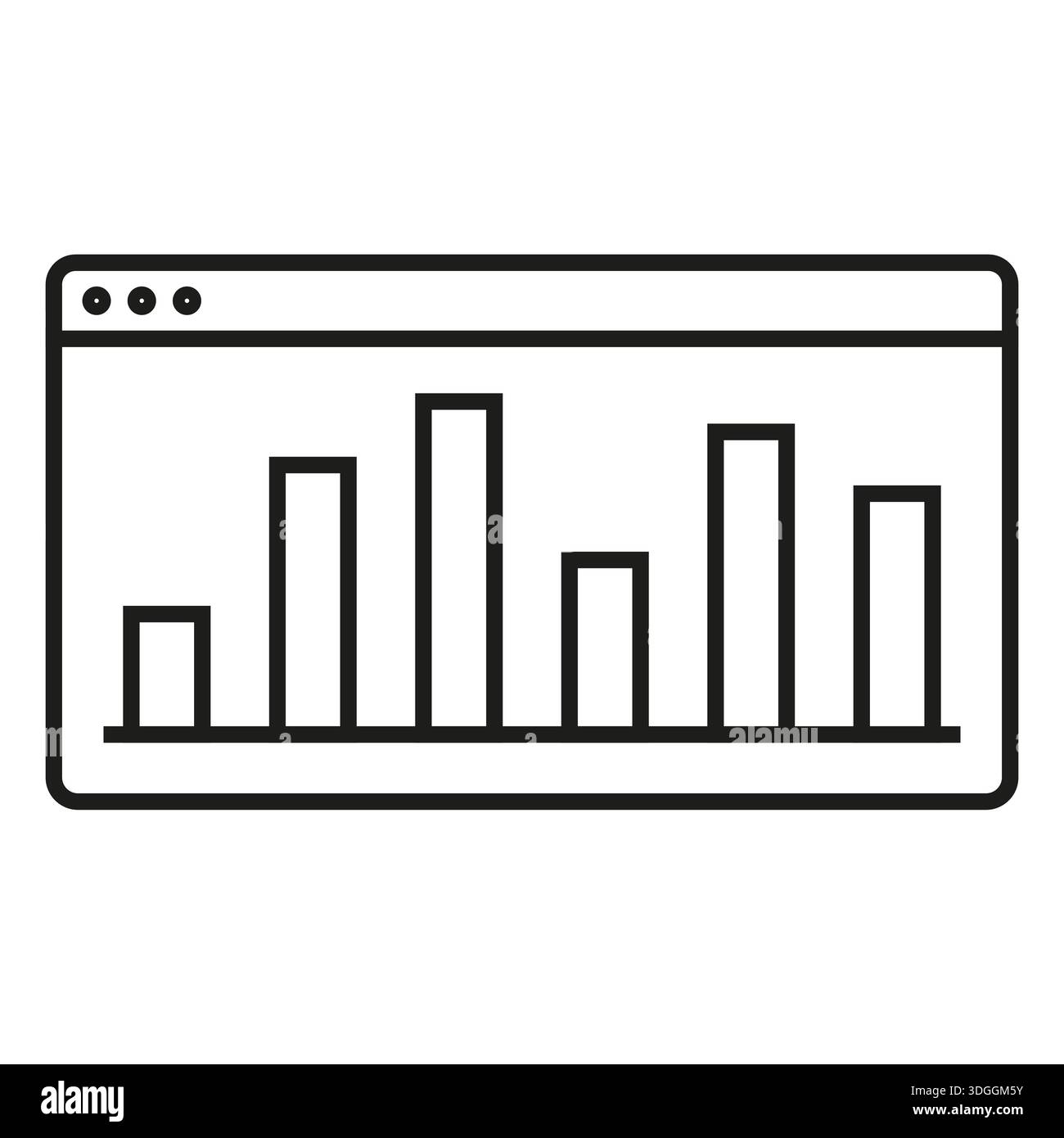 Browser analytics icon. Chart data vector. Financial bar graph. Website statistics graphic. Stock Vector