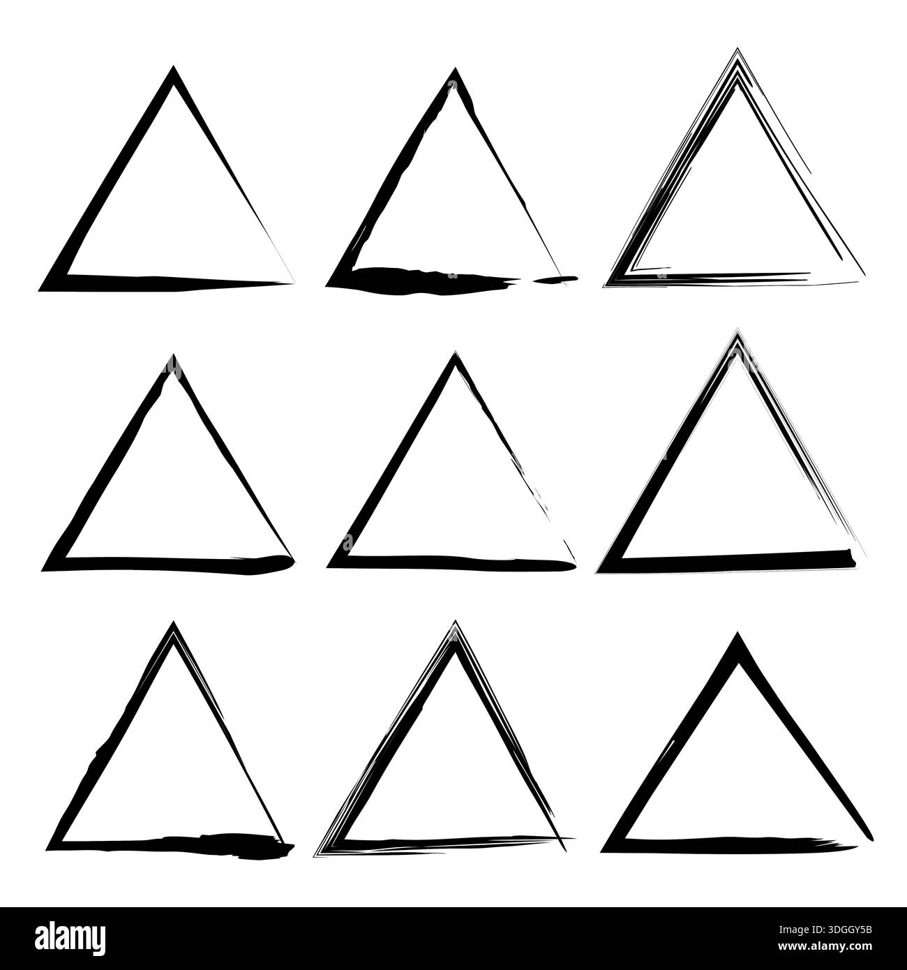 Triangle brush frame. Grunge ink border. Vector shape icon. Geometric ...