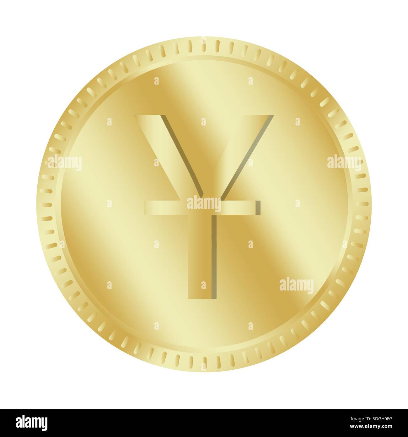 Japanese Yen coin. Gold currency mark. Asian money token. Vector metal ...