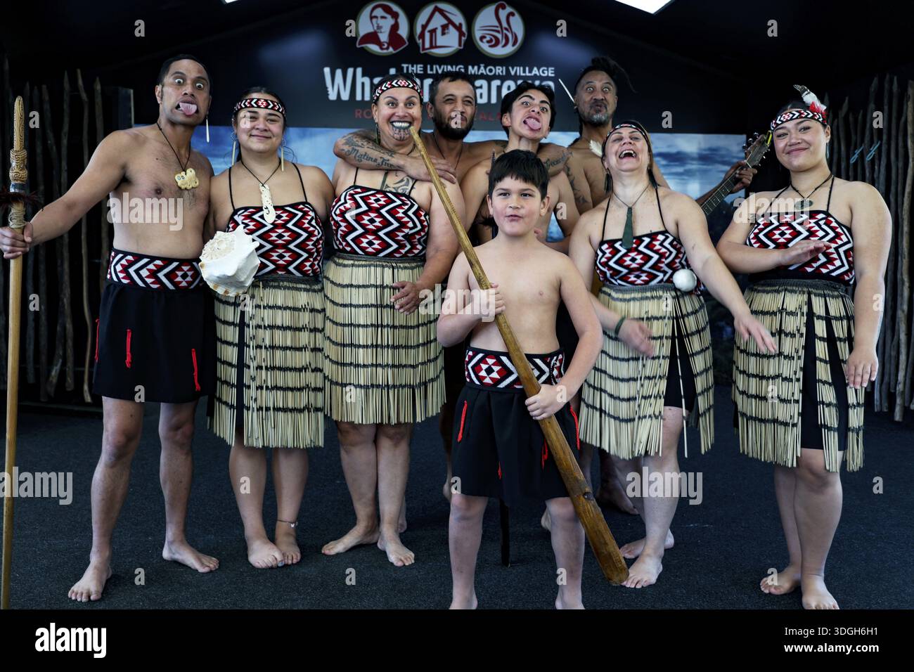 Maori Group Wearing Traditional Clothing At A Cultural Performance In Maori Group Wearing Traditional Clothing At A Cultural Performance In