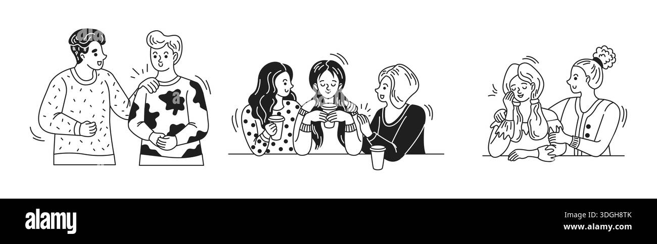 Multiple Characters Interacting References Illustration of diverse cartoon people interacting happily. Multiple ...