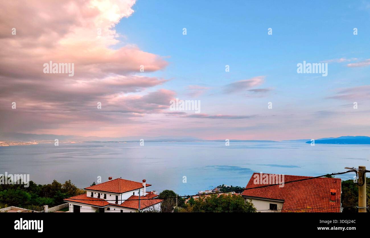 The Bay over Rijeka, Croatia - Storm rolling in from left. - Smartphone Captured Stock Image