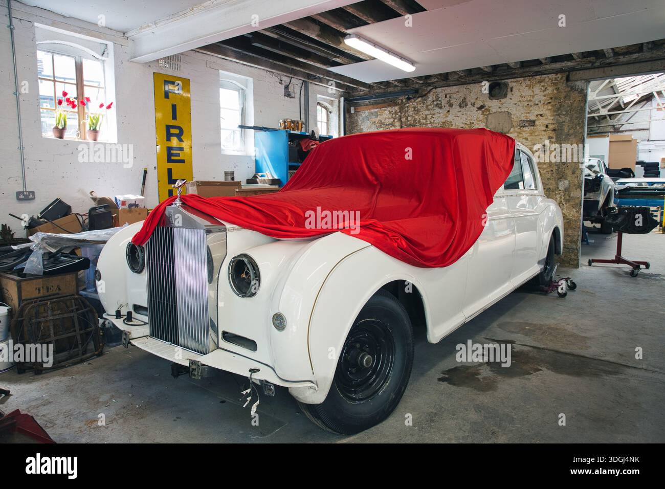 rolls royce car partly taken apart/stripped down for restoration 