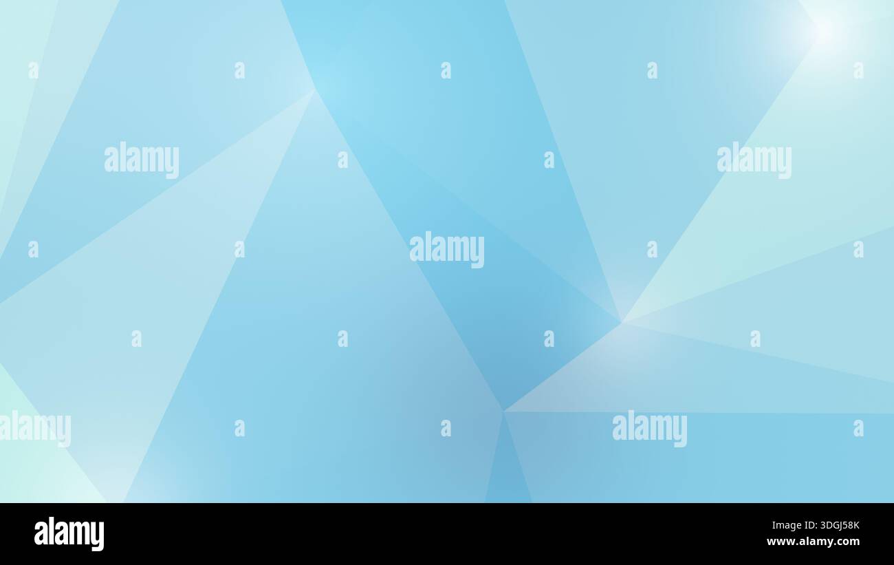 Abstract light blue polygon vector pattern background with color gradient. Bright and vibrant 3D triangular low poly style background with copy space. Stock Photo