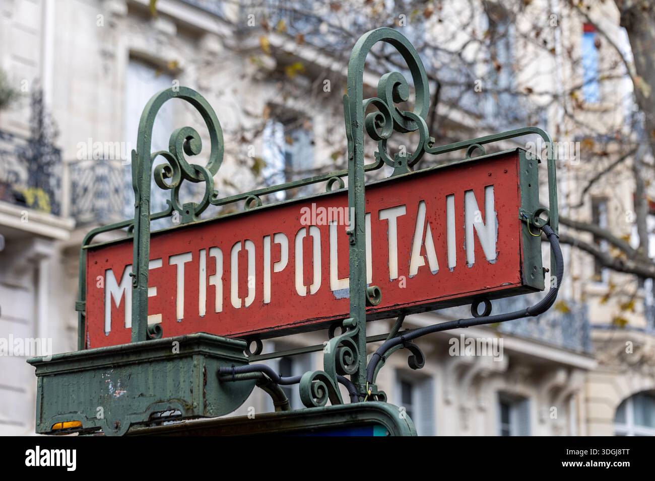 An iconic Art Nouveau 'Metropolitain' sign in Paris, designed by Hector ...