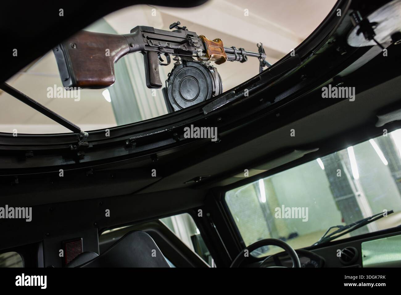 Soviet Rpd Strap Interior view from a military armored vehicle cabin looking up at a ...