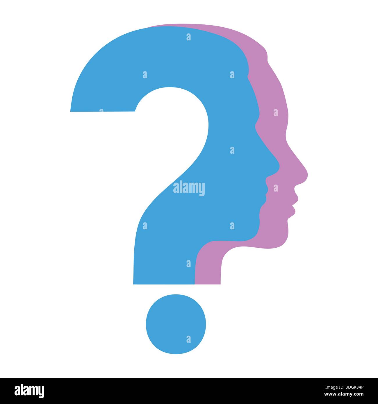 illustration of a man and a woman in the shape of a question mark Stock ...