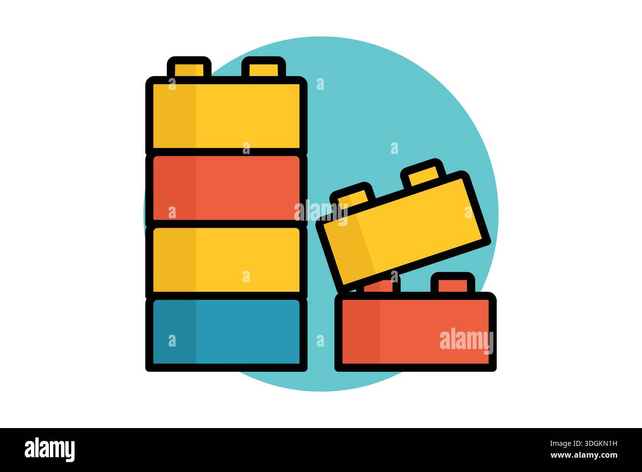 Building block icon. colored outline icon style. icon related to constructive creativity. creativity elements vector illustration Stock Vector