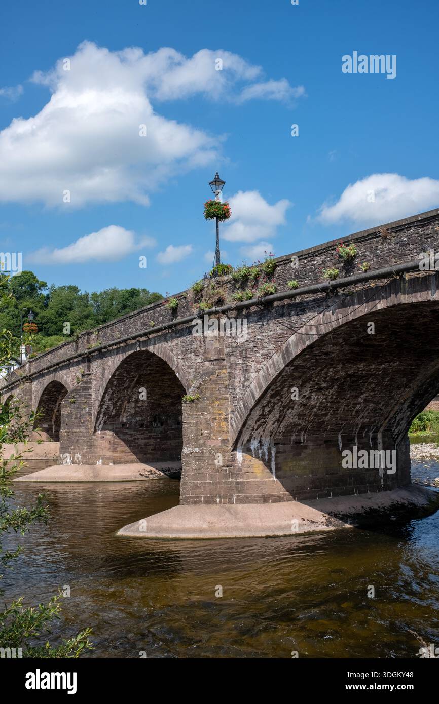 Bridge over the River Usk in Usk Monmouthshire South Wales UK Stock Photo