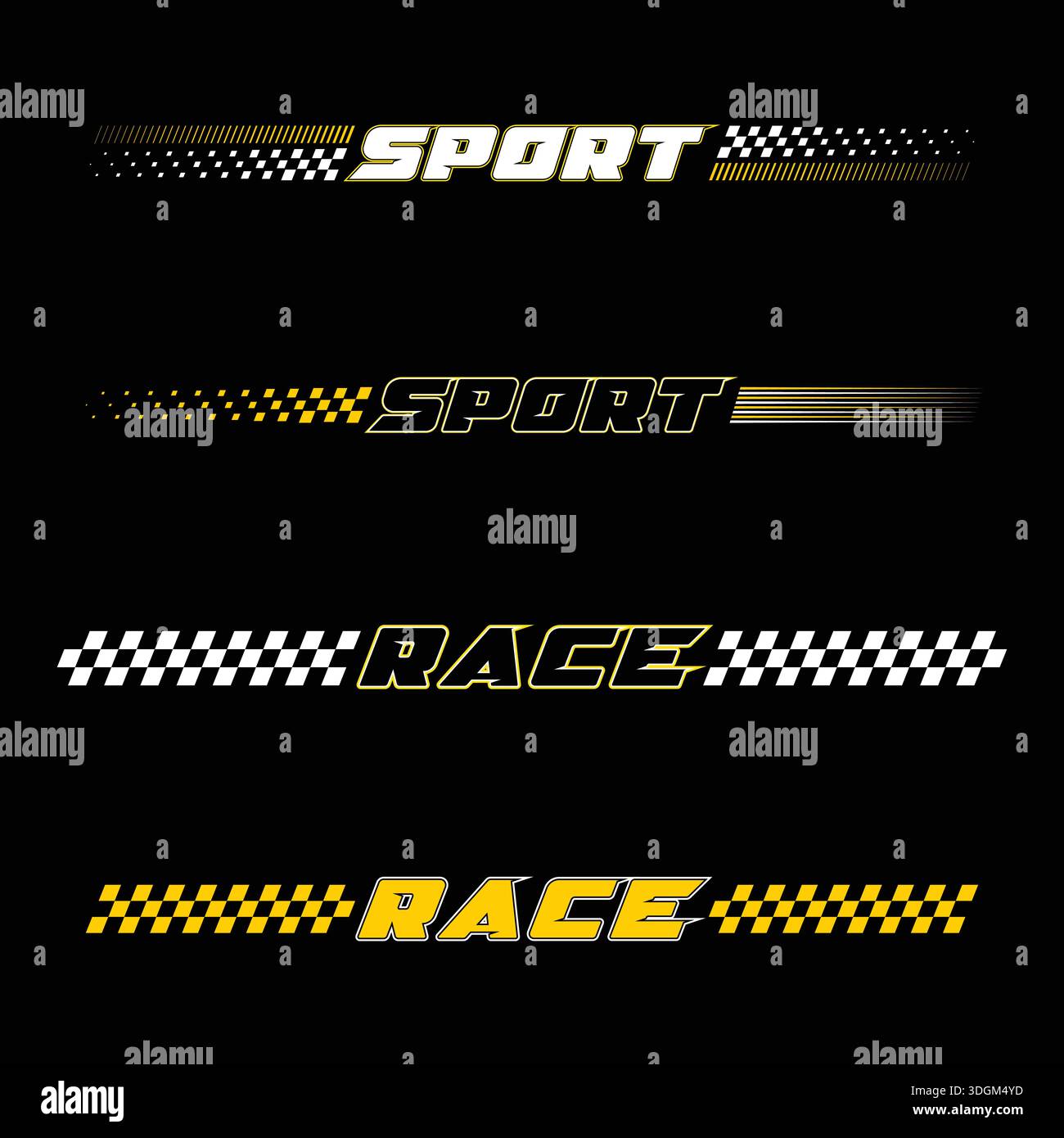 Bold text decals yellow and white Stock Vector