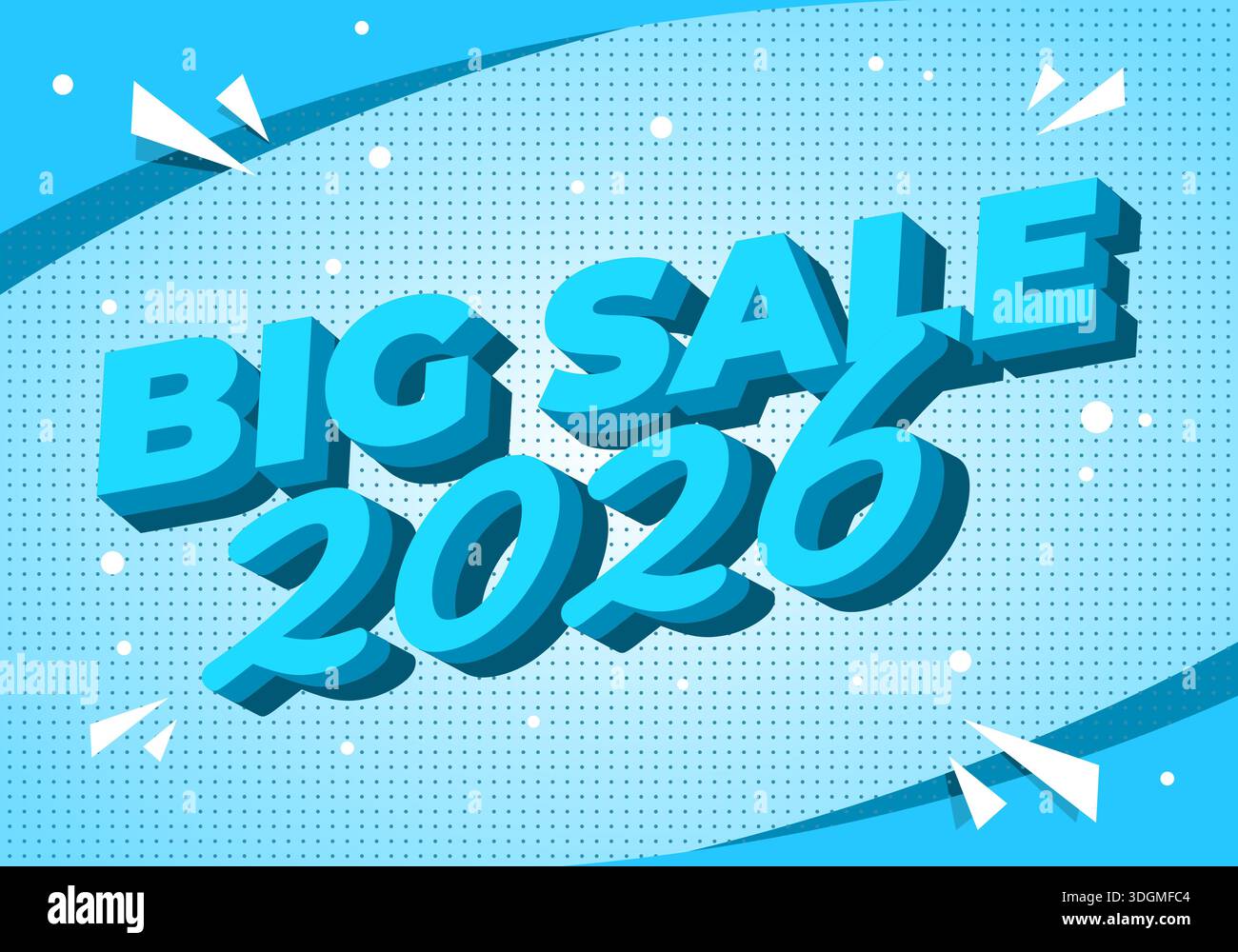 Blue themed graphic with Big Sale 2026 in a bold 3D letters. - Stock Image