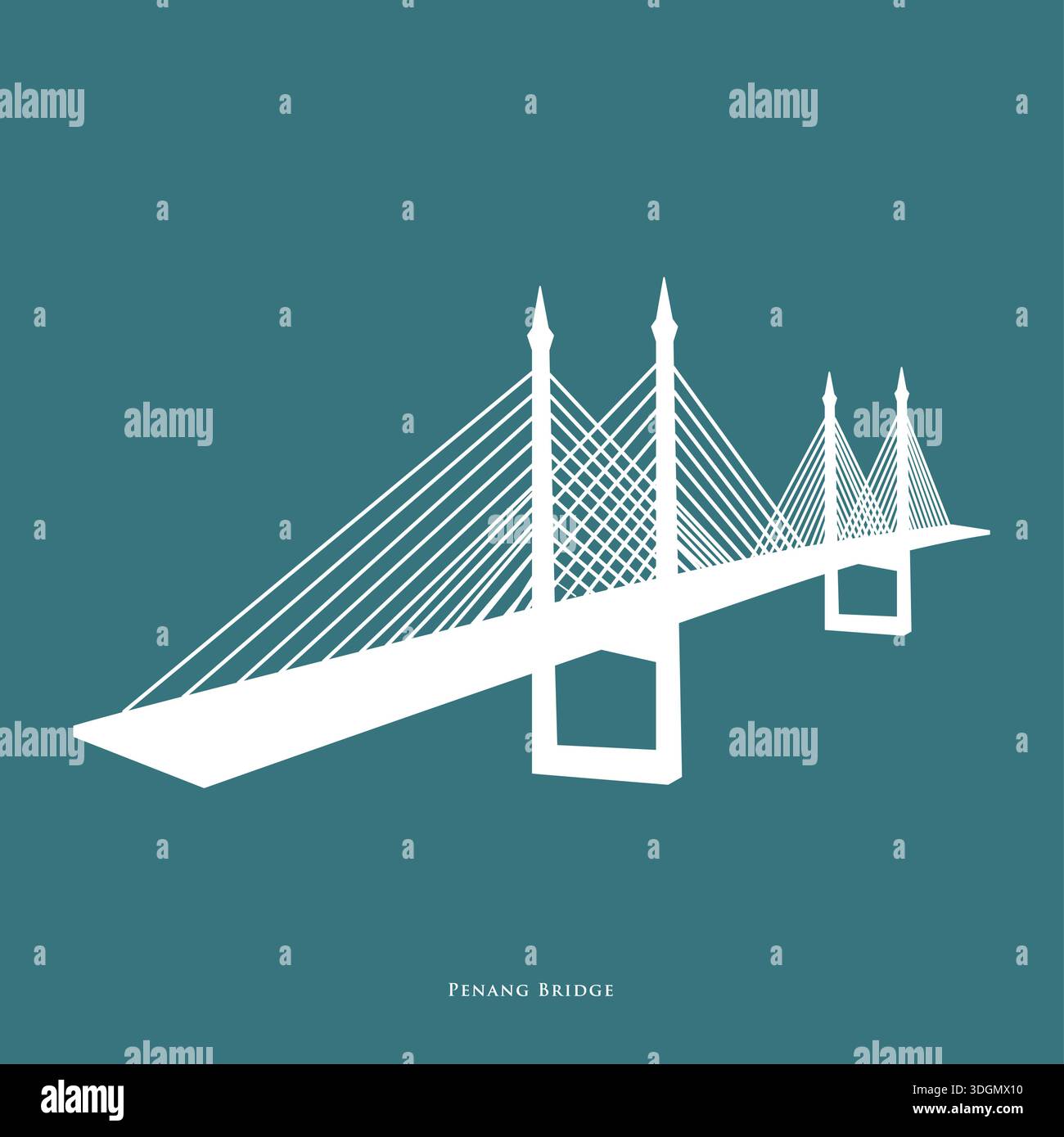 Silhouette vector of Penang Bridge, an iconic bridge connects Penang ...