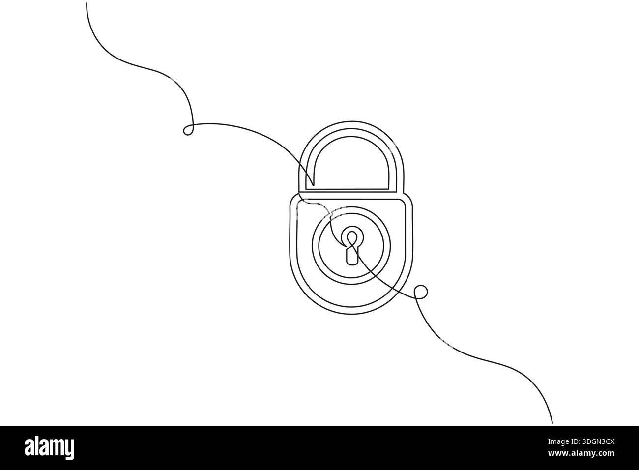 Shield and key security concept continuous one line drawing minimalist style Stock Vector