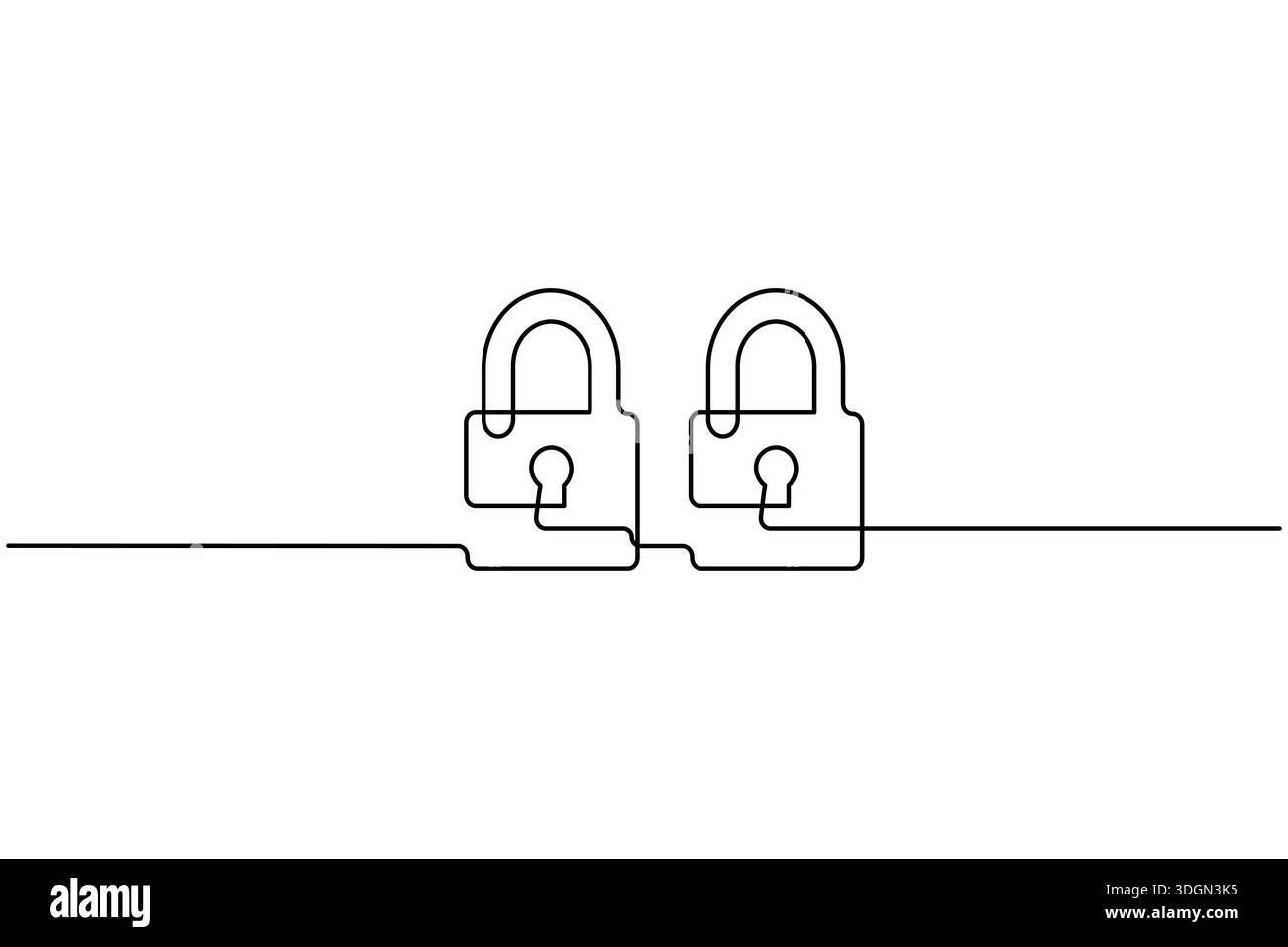 Shield and key security concept continuous one line drawing minimalist style Stock Vector