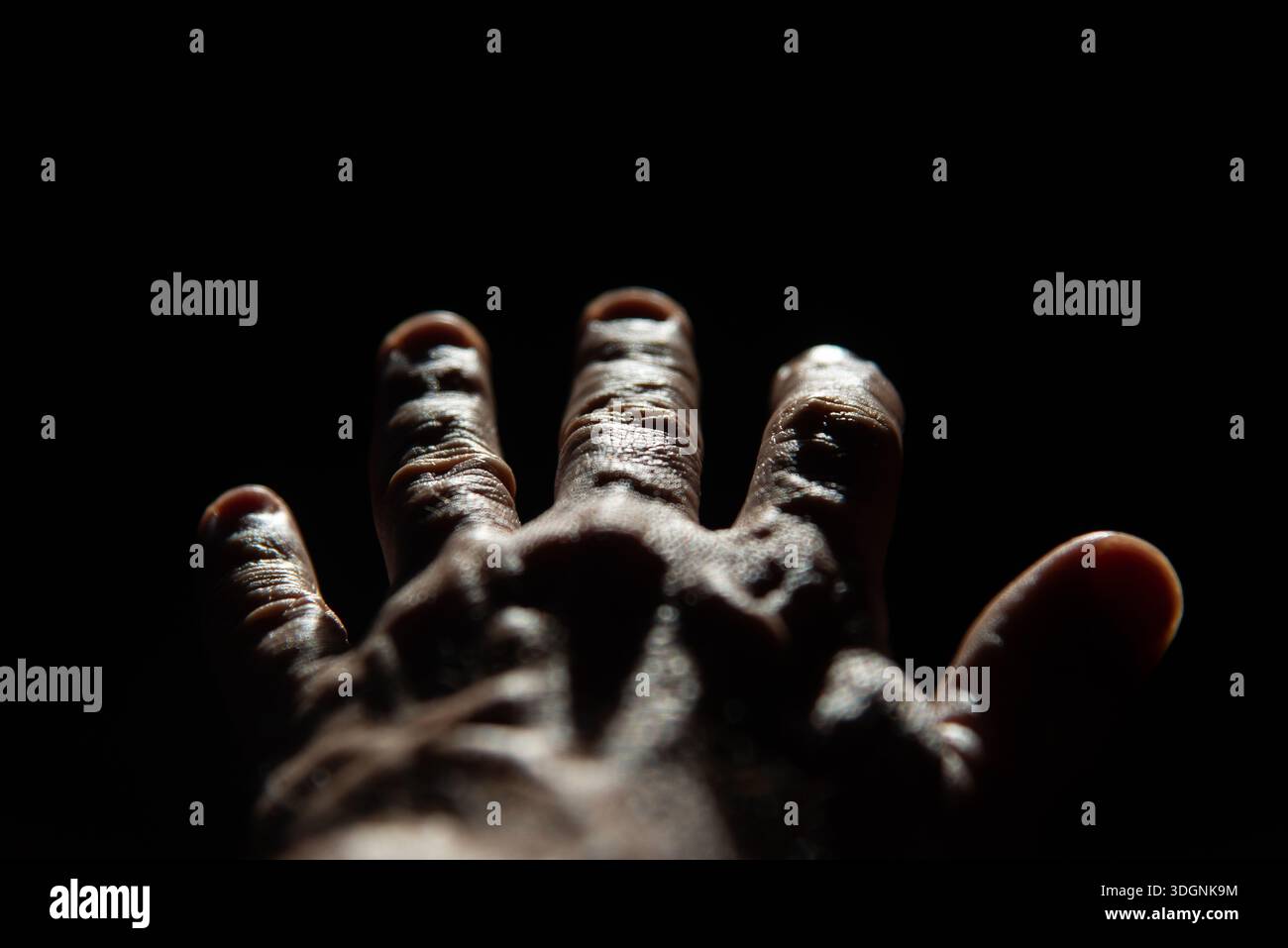 Hand Backlit View of the back of a hand with all five fingers spread, backlit, where ...