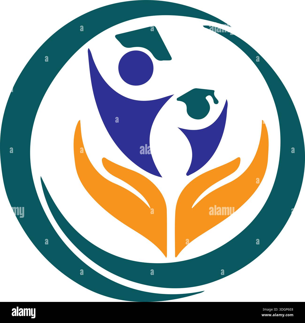 learning logo design hand eduction logo round logo circle design Stock Vector