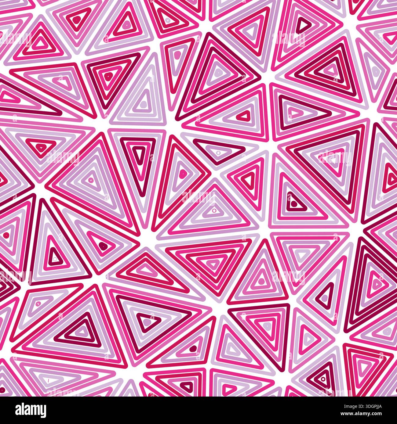 Triangles pattern geometric design. Multiple repeated inner triangles. Large shape size. Multicolored style. Seamless pattern. Vibrant vector tiles. Stock Vector