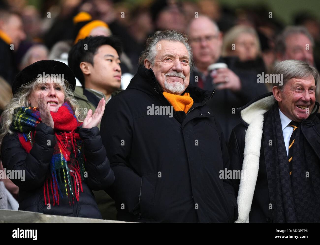 Wolverhampton Wanderers vice president Robert Plant in the stands during  the Premier League match at Molineux Stadium, Wolverhampton. Picture date:  Sunday January 18, 2026 Stock Photo - Alamy