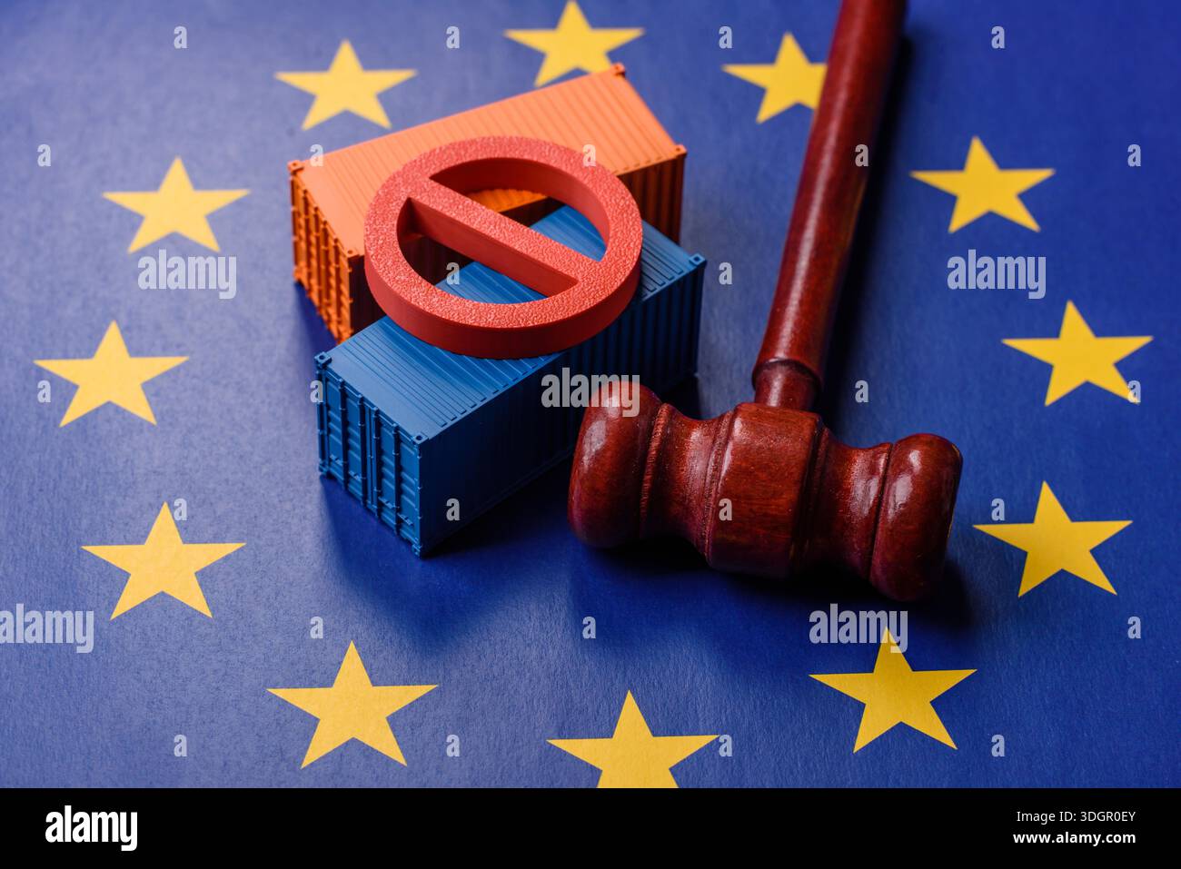 The cargo container ban on the EU flag as a conceptual backdrop for the ...
