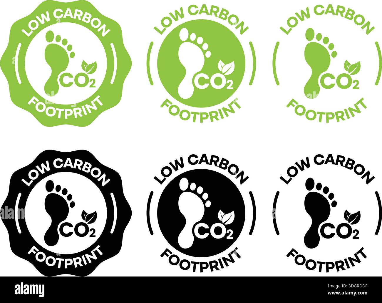 Low Carbon Footprint Icon Set – CO2 Emission Reduction Symbols and ...