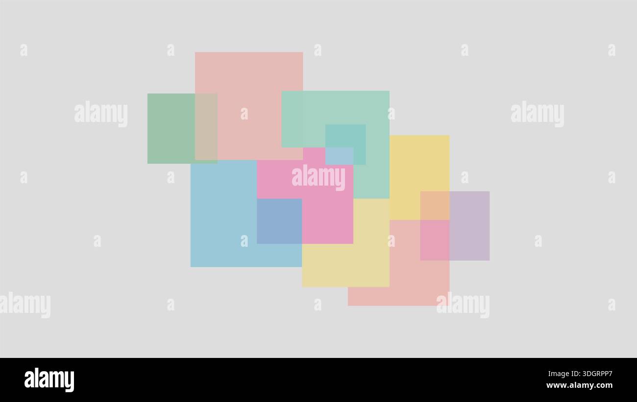 Pastel squares and rectangles arranged in minimal geometric balance vector. Abstract grid background with soft color blocks and modern layout. Stock Vector