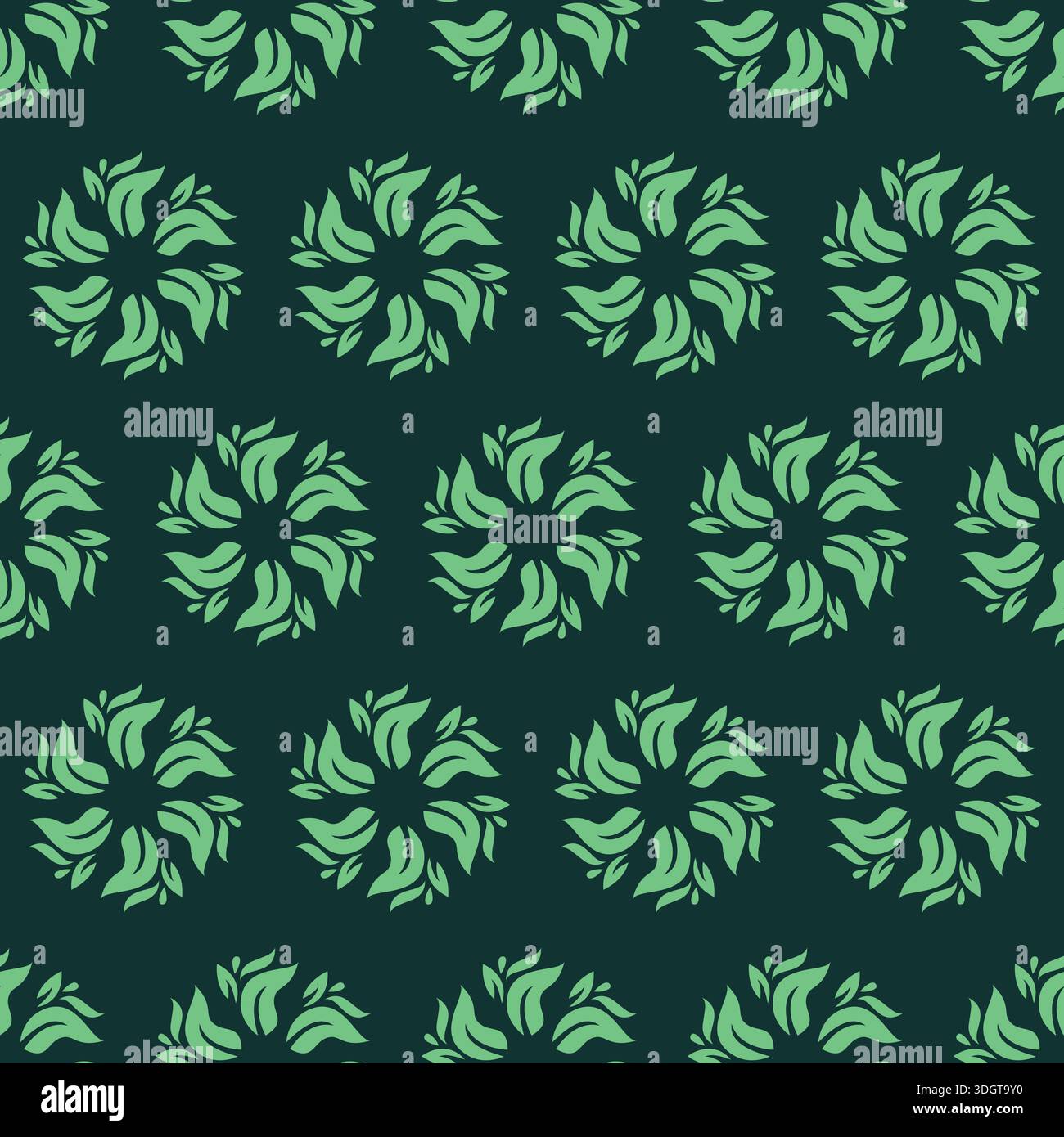 Circle Leaf Seamless Pattern Design Vector Stock Vector