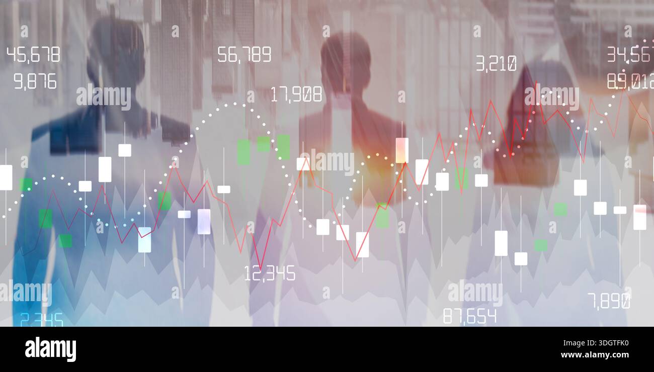 Abstract futuristic data processing visualization with glowing nodes and connections. Stock Photo
