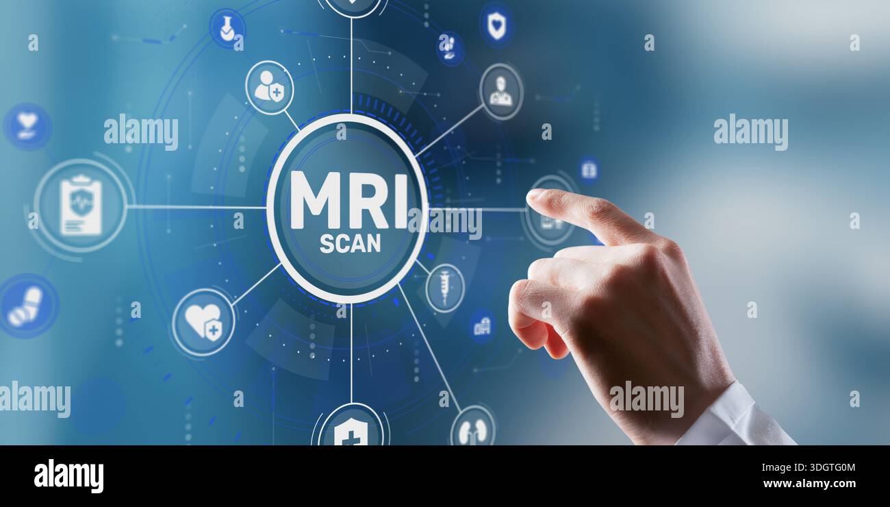 Mri Text The text MRI SCAN on a modern medical background with a magnetic ...