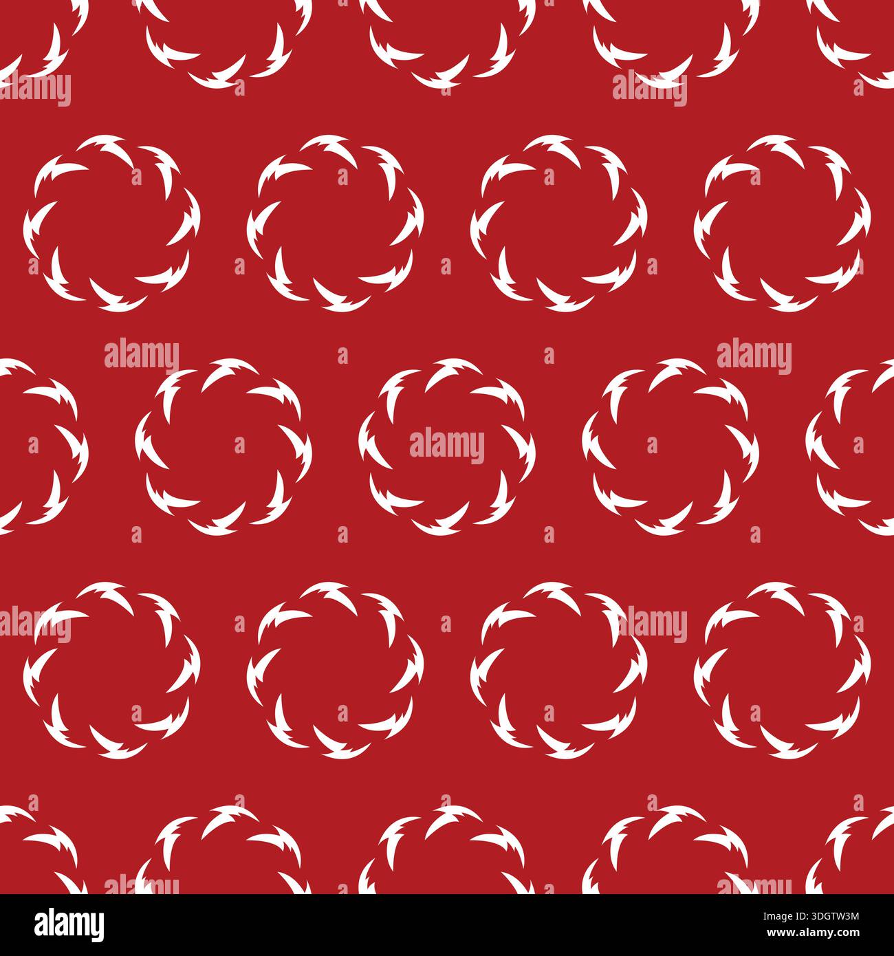 Circle Bolt Seamless Pattern om red Background Stock Vector