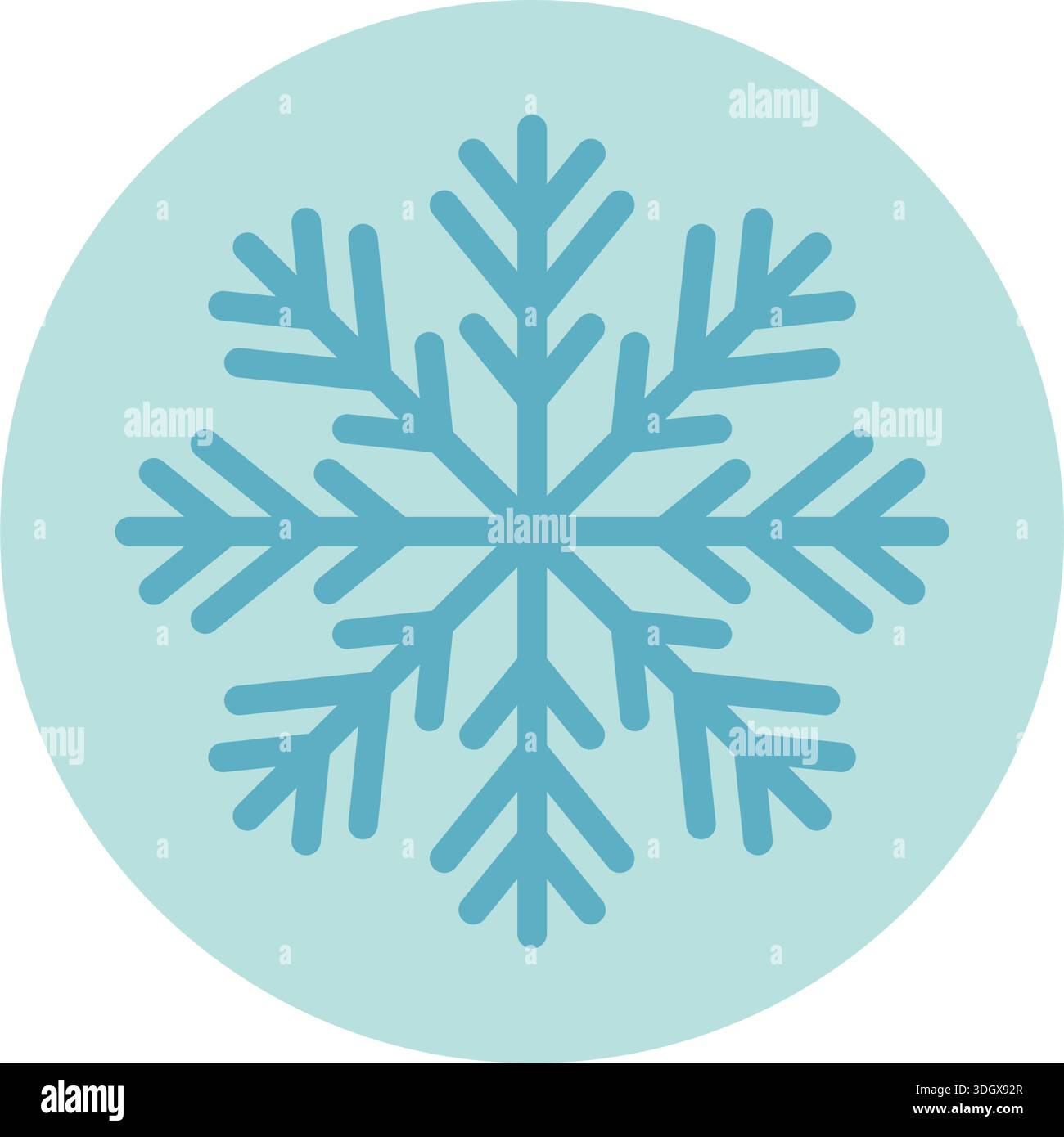 Blue Circle Snowflake Sticker Flat Icon Stock Vector