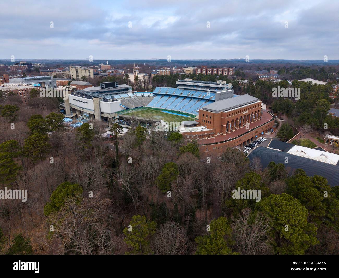 An aerial view of Kenan Stadium in Chapel Hill shows the historic UNC ...