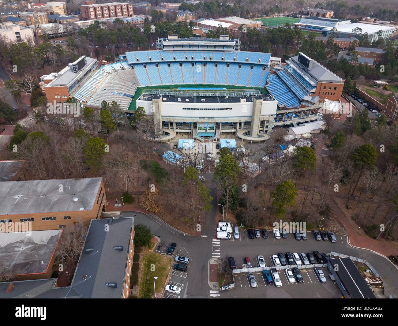 An aerial view of Kenan Stadium in Chapel Hill shows the historic UNC ...