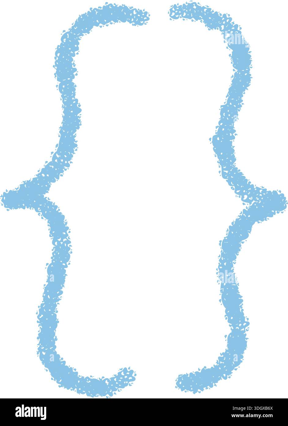 Hand Drawn Blue Crayon Curly Bracket Font Stock Vector