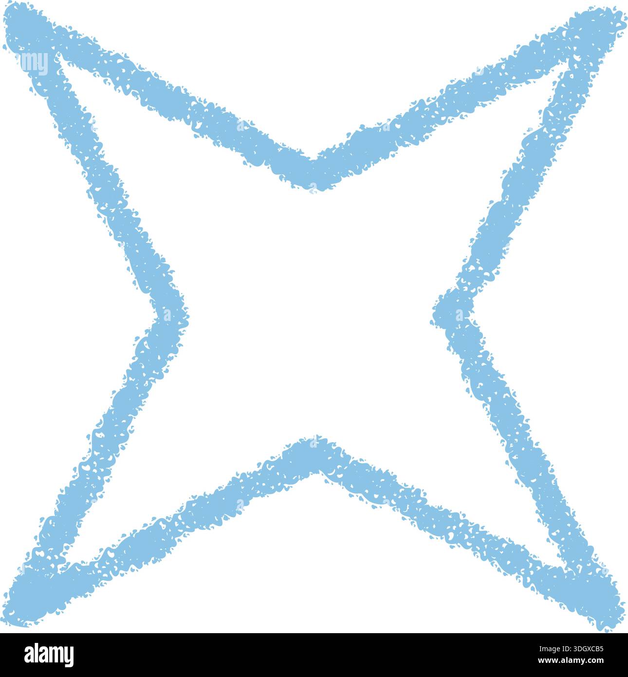 Blue Crayon Chalk Star Outline Sketch Stock Vector